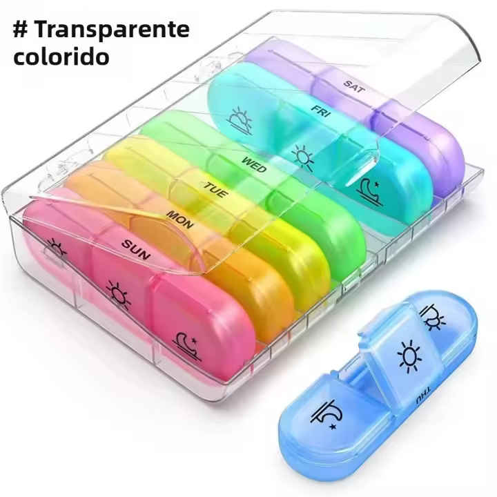 Estuche De Medicamentos Portátil Para Viajes Cortos Con Compartimentos Secretos Capacidad Para 7 Días Material Ecológico Plástico Rectangular - 1
