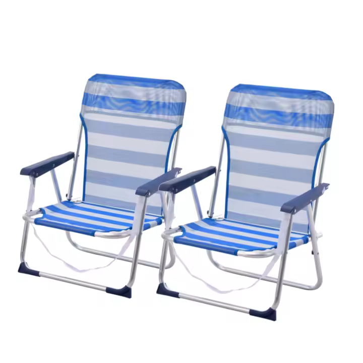 Sillas Playa fijas de Asiento Bajo de Aluminio Silla Plegable de 48x23x70cm - 1
