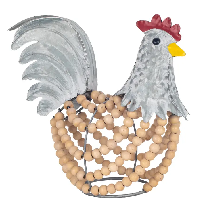 CAPRILO REGALOS & DECORACIÓN Figura Decorativa de Metal "Gallo Gris". Adornos y Esculturas. Animales. Regalos Originales. Decoración Hogar.  28 x 16 x 26 cm. - 1
