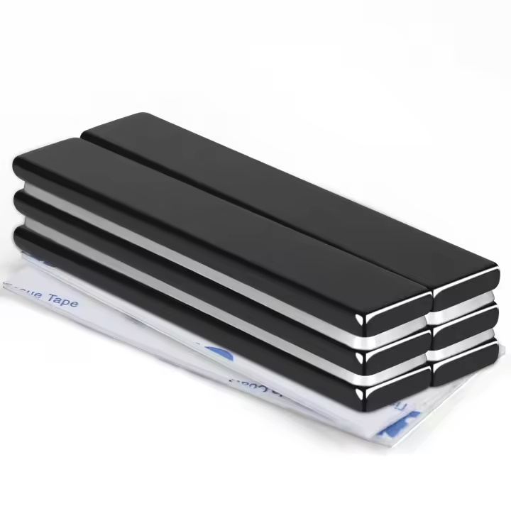 Imanes de neodimio de tierras raras negros, paquete de 6 imanes de barra resistentes y fuertes con adhesivo de doble cara para garaje, cocina, manualidades, 60 x 10 x 3 mm - 1