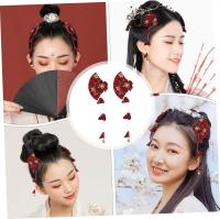 1 Par Horquilla Abanico Plegable Pinzas Para El Cabello Para Niñas Mostrar Accesorios Abanicos De Papel Alfiler Pasador En Forma De Abanicos Rojo Aleación De Zinc - details 1