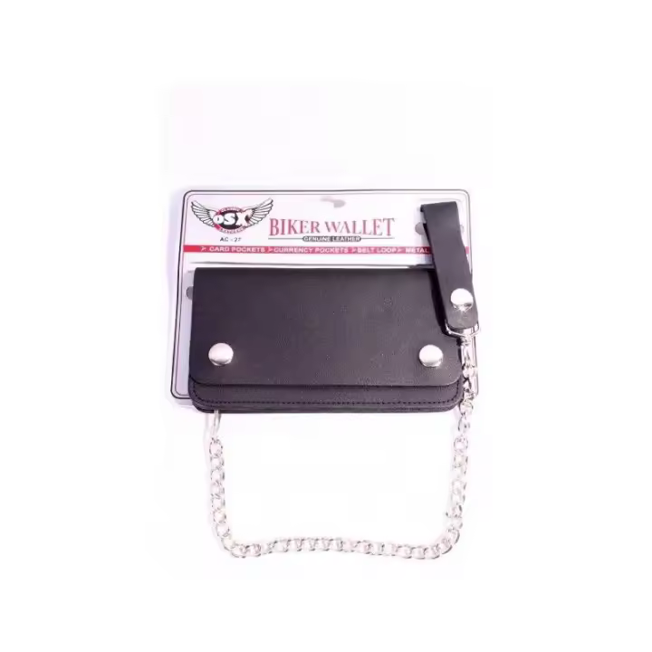 Cartera Moto PIEL Mediana Con Cadena OSX AC27 - Motorista - Biker - Custom - 1