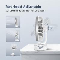 Ventilador Automático ostilante Silencioso, cateria de 4000 mAh y ventilador de Mesa USB de alto flujo de Aire, ventilador Pequeño portátil de 4 velocidades para Oficina, hogar y Exterior O - details 1