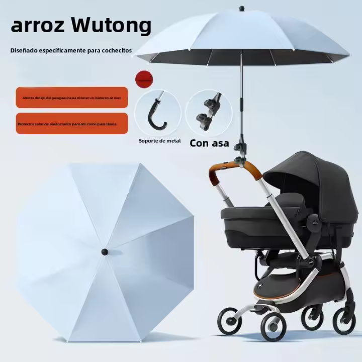 Parasol Para Carrito De Bebé Protección Solar Paraguas Universal Para Mano Herramienta De Caminar Para Niños Material De Pongee 190T - 1