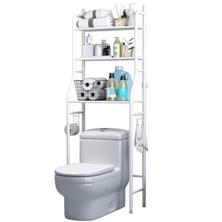 Mi Ko Mi Ka Estantería de Baño sobre Inodoro Blanco  Ahorra Espacio con 3 Baldas  Estante Almacenamiento Impermeable  Patas Ajustables en Altura .Mikomika estanteria lavador WC (LAVA-002 1690 ) - 1
