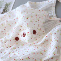 Vestidos De Algodón Para Mujer Verano 100% Crepe Noche Ropa Interior Cómoda Con Aros Dormir Comodidad Elegante Manga Sin Mangas Cuello En V Estampado - details 7