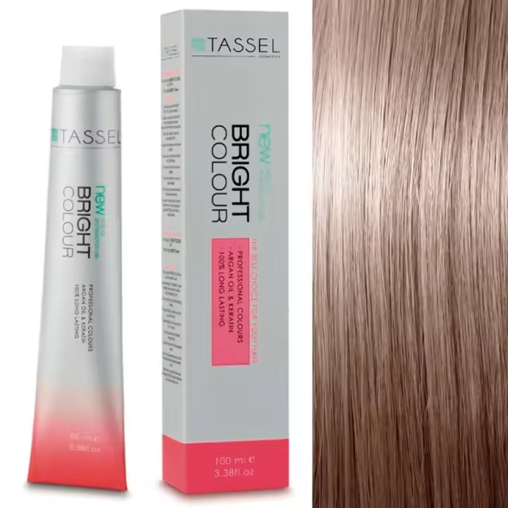 Tinte con Aceite de Argán y Queratina 100 ml: 8.21N Rubio Claro Beige Ceniza - Tassel - 1
