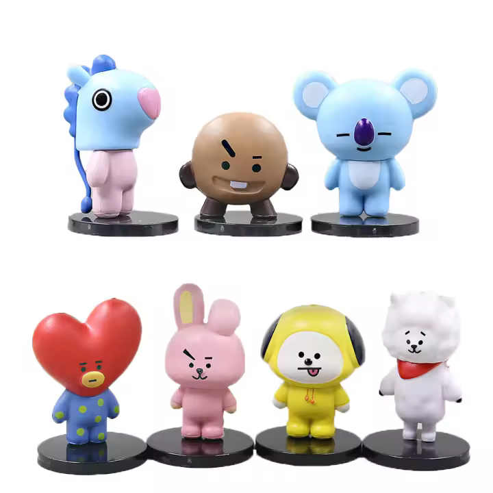 Set De 7 Figuras Interactivas BT21 Kawaii Decoraciones Funcionales Para Niñas Regalo De Fiestas Creativo Y Enganchador - 1
