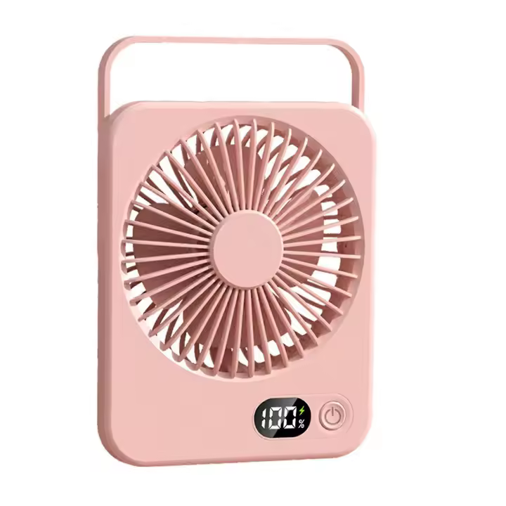 Ventilador de escretorio recargable 1200mAh Ventilador de pie with catería with Pantalla digital Ultra Silencioso plegable 5 velocidades Ventilador de mano Ligero ajustable - 1