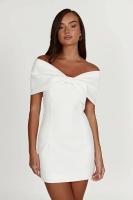 Vestido Casual De Mujer De Color Sólido Para Primavera Y Verano Cuello Abierto Mini Vestido Elegante Para Fiestas Y Ocasiones Forma Ajustada Y Flared - details 1