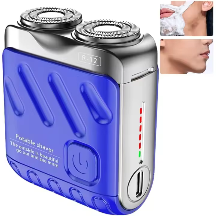 Mini afeitadora eléctrica para barba (2024), con diseño de maleta portátil, cortador magnético de doble anillo, afeitado en seco y húmedo para hombres, ideal para viajeros (negro) - 1
