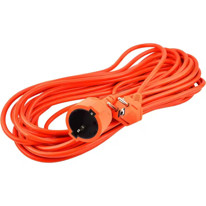 Cable Alargador, prolongador de corriente, 5m, 10m, 15m, 20m y 30m , color naranja, ideal uso permanente en exterior o en obras, para uso exterior en jardines, espacios húmedos, espacios interiores e industria. - 1