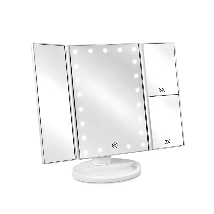 Espejo de Mesa Luz with Amplificación 1X / 2X / 3X Espejo DE LA Vanidad Rotación 180 ° Pantalla Táctil Espejo Cosmético para Hombre y Mujer, San Valentin - 1