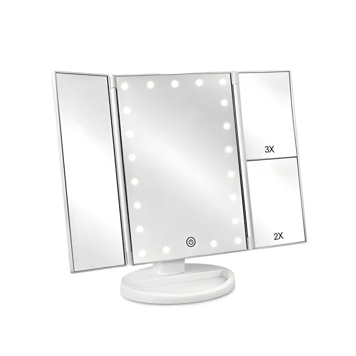 Tienda BIT Espejo de Mesa Luz with Amplificación 1X / 2X / 3X Espejo DE LA Vanidad Rotación 180 ° Pantalla Táctil Espejo Cosmético para Hombre y Mujer, San Valentin - 1