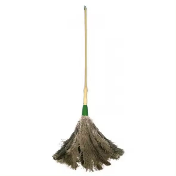 Plumero gigante atrapa polvo de plumas de avestruz natural 1,03 m con mango de madera - 1