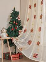Cortinas Decorativas De Estilo Europeo Y Americano Con Bordado De Hojas De Arce Y Campanas Para Sala De Estar Y Dormitorio - details 5