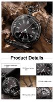 Reloj De Bolsillo Steampunk Vintage En Negro Para Hombre Y Mujer Con Números Romanos Y Cadena Colgante De Moda Unisex Regalo - details 2