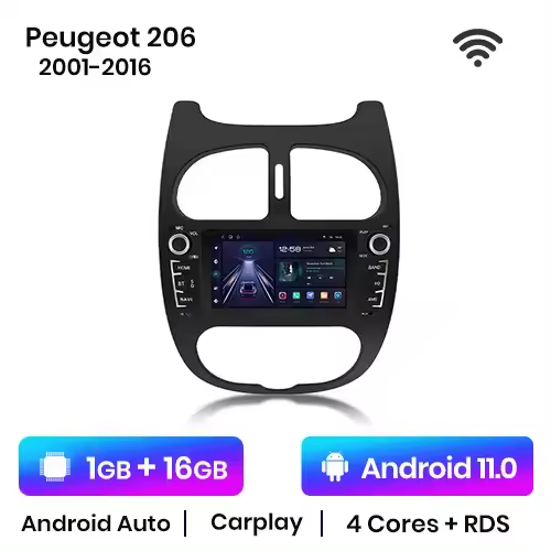 Junsun Carplay Android Auto Radio para PEUGEOT 206 206CC 206SW 2001 2002 2003 2004 2005 2006 2007 2008 2009 2010 2011 2012 2013 2014 2015 2016 Multimedia GPS No 2din autoradio DVD - 1
