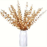 20pcs Ramas De Eucalipto Dorado Decoración Artificial De Hojas De Eucalipto Falsas Para Decoración Del Hogar En PVC - details 4