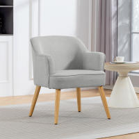 HOMCOM Butaca de Salón Moderna, Sillón Lectura Tapizado en Lino con Patas de Madera, Reposabrazos Acolchado Grueso y Almohadillas Ajustables para Dormitorio, Oficina, Estudio, Carga 120 kg, Gris Claro - details 1