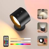 Lámpara De Pared RGB LED Recargable Con Control Remoto 9 Colores Rotación De 360° Luz Nocturna Para Dormitorio Sin Cable - details 6