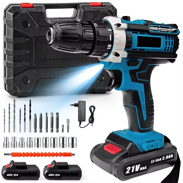 21V Cordless Drill Package Electric Screwdriver Rechargeable 1600rpm High Speed With Drill Bits Household DIY Driver Power Tool - 1