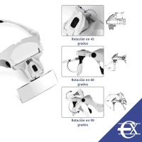 EUROXANTY Lupa Gafas con 2 Luz LED Lupas Gran Aumento Leer, Extensiones de Pestañas, Reparación de Joyería, Gafas Lupa Visera, 5 Lentes Intercambiable 1X,1.5X,2X,2.5X,3X,3.5X - details 1