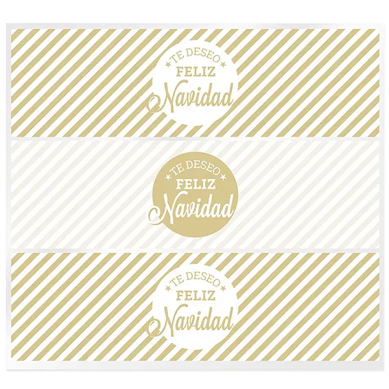 Pegatinas Doradas Feliz Navidad x3 | Ideal para Decorar Regalos | Resistente y de Calidad | Formato Alargado 6.7x23cm | Gran Velada - 1