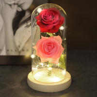 Lámpara De Rosas Rojas En Domos De Vidrio Base De Madera Belleza Y Bestia Regalo De San Valentín Y Navidad Decoración Para El Hogar - details 21
