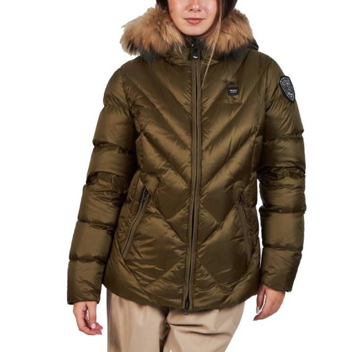 Blauer Giubbino Corto Sfoderato In Nylon Stretch Con Cappuccio, Giacca Donna Tecnica E Fashion