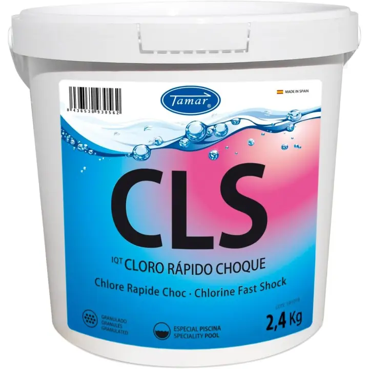 Cloro Choque Accion Rapida, recuperador Agua Piscina deteriorada, Alta solubilidad, granulado 2,5 kg - Tamar - 1