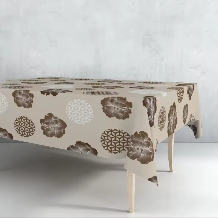 Mantel de hule estampado por metros - Flor Grande Moderna Marrón 43249-1    mantel por metros; manteles; mantel barato; mantel jardín - 1