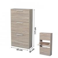 Maxia Market - Mueble Armario de Zapatero madera 3 cajones Roble para 18 pares zapatos  Almacenamiento y organización del hogar Armario zapatos - details 2