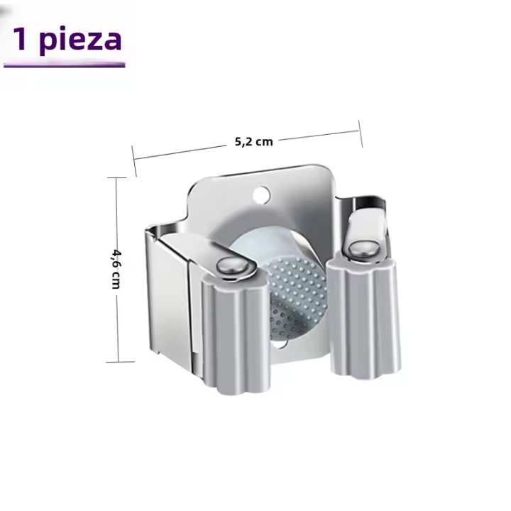 Soporte De Mopa Y Escoba De Pared Para Cocina Y Baño Organizador Ecológico De Acero Inoxidable Resistente Al Agua Con Clip De Almacenamiento - 1