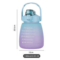 Botella De Agua Deportiva De 1.3L Con Tapa De Pastilla Para Mujer Capacidad Grande Portátil Color Gradient Para Actividades Al Aire Libre - details 3