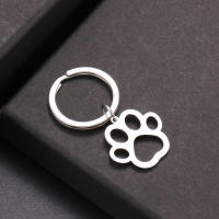 Llavero De Acero Inoxidable Con Diseño De Patas De Perro De Dibujos Animados Colgante De Moda Para Llaveros De Coche Joyería Regalos Color Plata - details 4