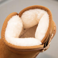 Botas De Nieve Para Niños Y Niñas Con Hebilla Y Peluche Grueso Color Sólido Botas Cortas De Tobillo Flexibles Y Cálidas Para Hombres Y Mujeres Tallas 23-36 - details 3