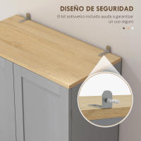 HOMCOM Alacena de Cocina Nórdico Mueble Aparador de Comedor Armario de Almacenaje de Cocina con 4 Puertas y Estantes Ajustables Antivuelco 60x30x170,5 cm Blanco - details 5