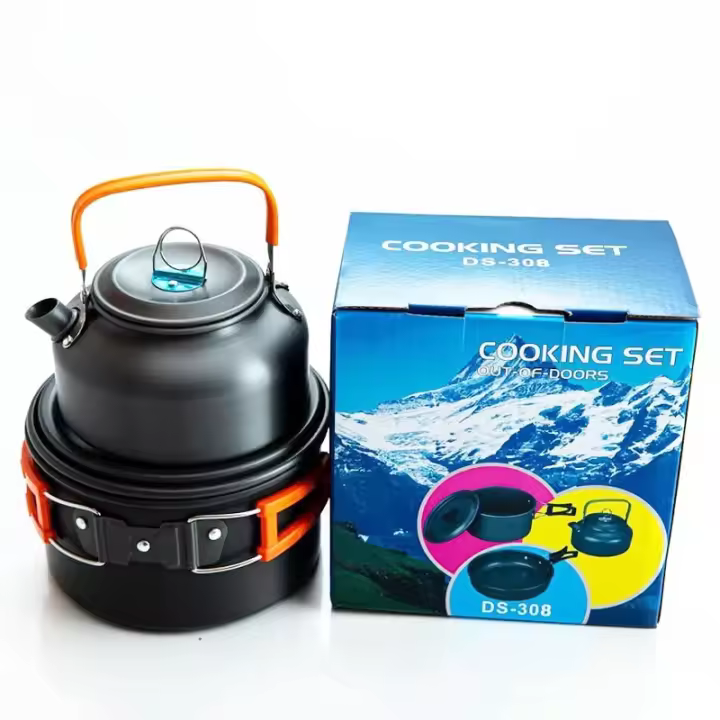 Juego De Cocina Para Camping Aluminio Antideslizante Portátil Para Exteriores Con Olla Kettle Y Platos Para BBQ Pícnic Y Senderismo - 1