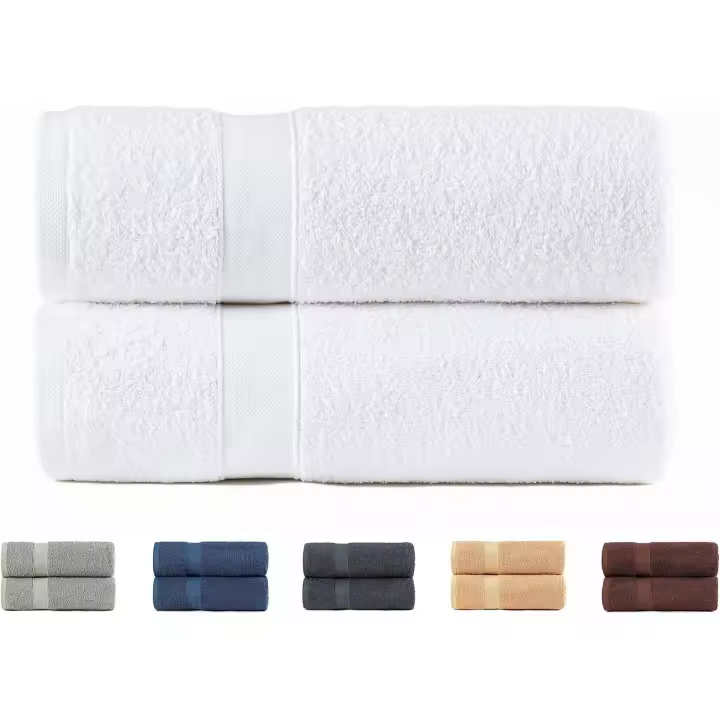 Juego de 2 Toallas de baño Grandes, 100% Algodón de 550 GSM Extra Suaves. Medida 100x150 cm, Color Blanco. - 1