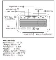 Radio Despertador LED Multifunctional with Música, Temporización, Recargable, FM radio, Negro - details 0