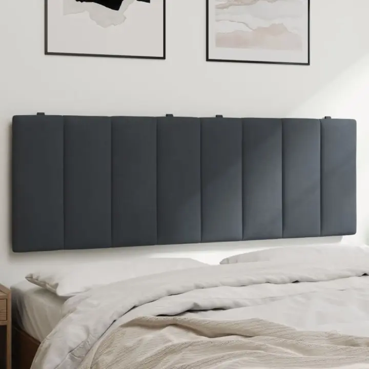 Cabecero de cama acolchado terciopelo gris oscuro 140 cm - 1