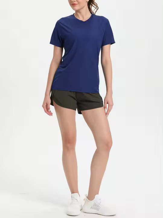 Camiseta Deportiva Para Mujer De Color Sólido Ultraligera Y Secado Rápido Transpirable Ligera Para Correr Y Gimnasio - 1