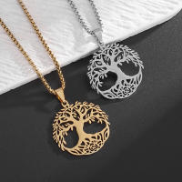 Collar De Moda De Acero Inoxidable Árbol De La Vida Colgante Retro Amuleto De Suerte Para Hombres Y Mujeres Joyería Clásica - details 4