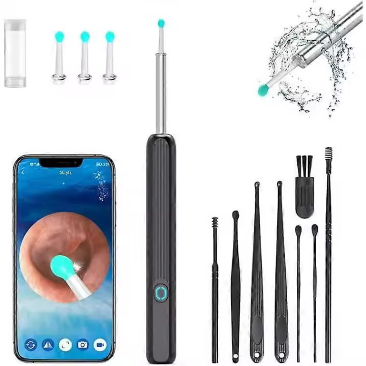 Inabuletwo Ear Wax Removal Tool, Spade Ear Cleaner with Ear Camera, 1296P Ear Scope, Earwax Remover Picker with 3 Ear Scoops, Ear Pick with 6 LED Ligh - 1