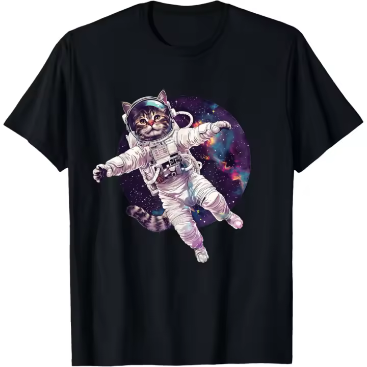 Camiseta de Manga Corta, 100% Algodón, Ropa Unisex para Hombres y Mujeres en 5 Tallas, Camiseta Negra, Cuello redondo con estampado. - 1