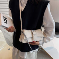 Bolso De Hombro PU Cuero Pequeño Para Mujer Color Sólido Con Cadena Vintage Lujo Monedero Bandolera De Moda Para Dama - details 10
