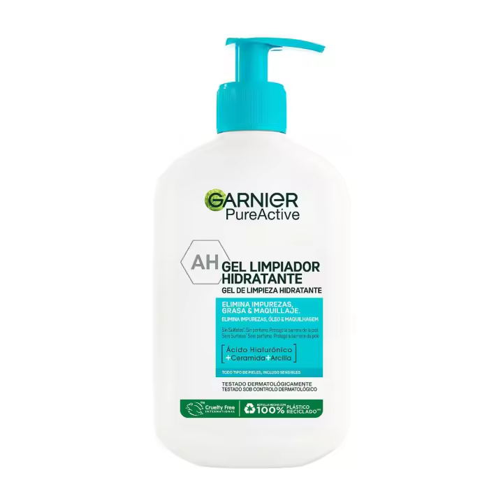 Garnier Skin Active- Pure Active Gel limpiador Hidratante con Ácido Hialurónico - 1