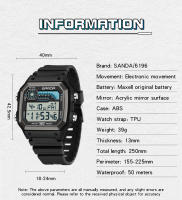 Reloj Deportivo Exterior SANDA Para Hombres Multifuncional Alarm Clock Cronógrafo Impermeable LED Digital Con Tiempo Doble - details 5
