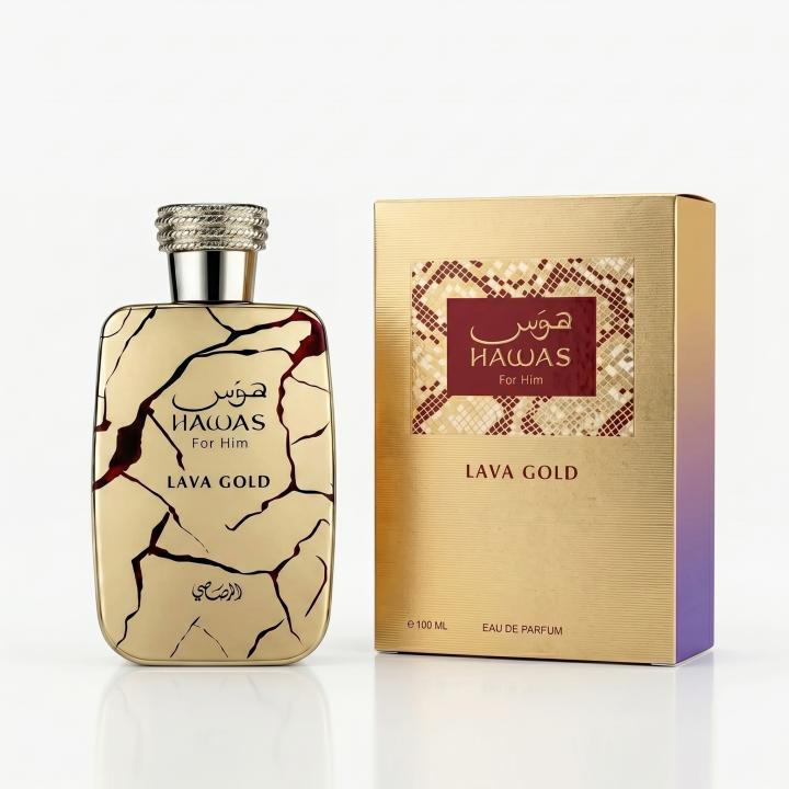 Rasasi Hawas Lava Gold Perfume Árabe EDP Unisex Oriental Amaderado Afrutado Original 100ml, Frasco Viaje 30ml, Decant… — oferta en Miravia